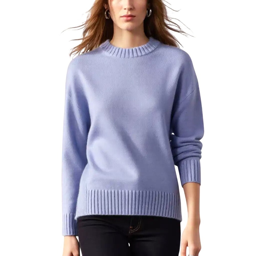 Rachel Zoe Periwinkle Blue Crew Neck Ribbed Knit Sweater Sm NWT